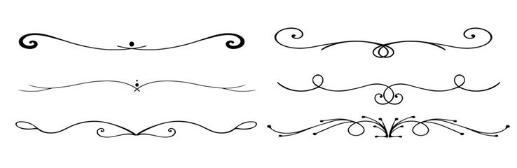 Set of linear text dividers.Vector graphics.	
