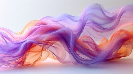  a purple and orange wave of smoke on a white background, with a soft light reflection on the bottom of the image and the bottom part of the wave of the image.