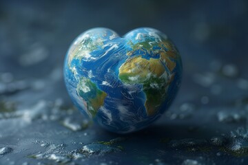 Planet Earth with a heart symbol on it