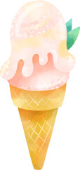 Cartoon sweet ice cream, simple illustration, isolated on white background