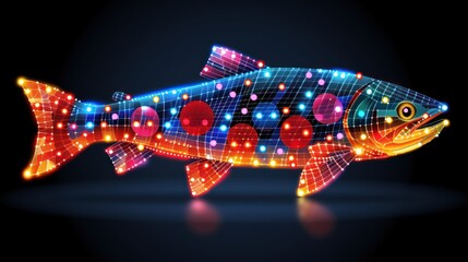  a fish with a lot of lights on it's body and it's body in the shape of a fish with a lot of lights on it's body.