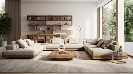 A modern living room featuring sustainable furniture and a touch of sophistication
