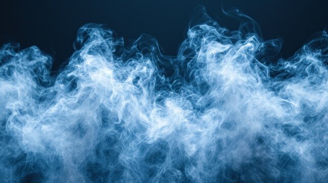 blue smoke on a black background that looks like it has a lot of smoke coming out of the top of it.
