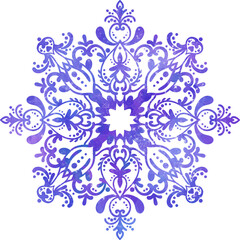 Cartoon blue snowflake, simple illustration, isolated on white background