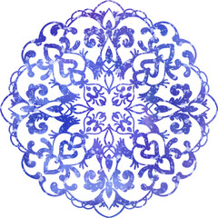 Cartoon blue snowflake, simple illustration, isolated on white background