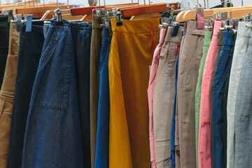multicolored cotton trousers in the market - 750152179
