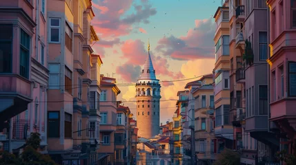 Deurstickers Galata Tower © Volkan