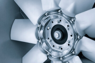 Close-up shot of engine fan, Propellers fan, industrial concept  background