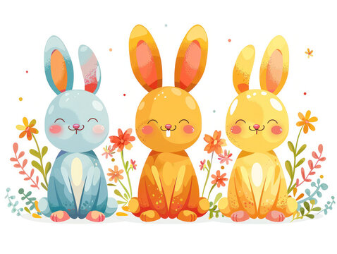 Colorful easter watercolor illustration isolated 