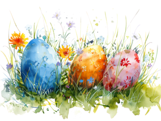 Colorful easter watercolor illustration isolated 