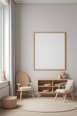 Empty blank mock up poster frame with copy space. Room.