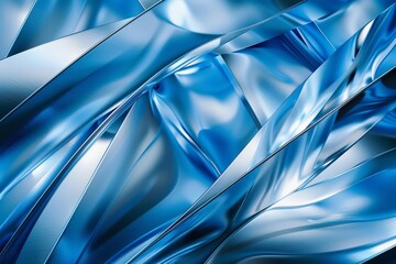 A blue and silver fabric with a shiny, reflective surface