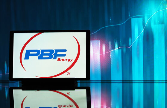In this photo illustration,  PBF Energy Inc.  logo seen displayed on a tablet