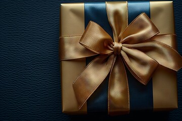Golden Ribbon Gift Box on Black


