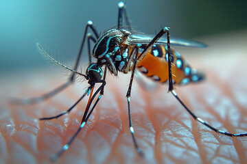 Close Up of Mosquito on Persons Arm