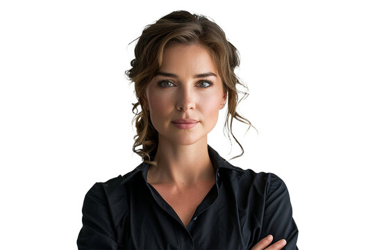 A stylish portrait photo of a female fashion designer on a transparent background PNG format. This PNG file, with an isolated cutout object on a transparent background.