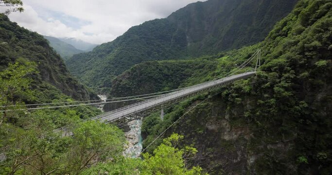 Taroko gorge with suspension bridge in Hualien of Taiwan