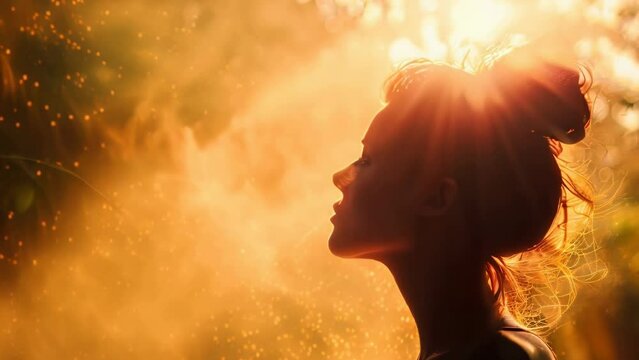 silhouette profile of woman at sunset
