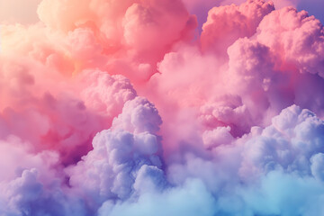 A surreal landscape of cloud-like waves in a pastel color palette, ideal for abstract art backgrounds, calming visual spaces, and therapeutic imagery. High quality photo