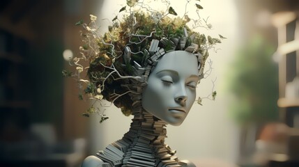 World poetry day 21 March girl head create. Women's day