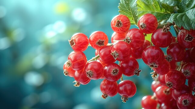 a bunch of red berries sitting on top of a green leafy branch with green leaves on top of it.