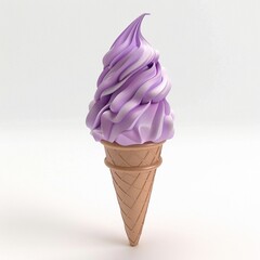 Melted 3d ice cream in a waffle cone. Syrup, crumbs, caramel. High quality illustration