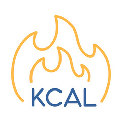 Kcal fire vector icon. Calorie burn, fat burning