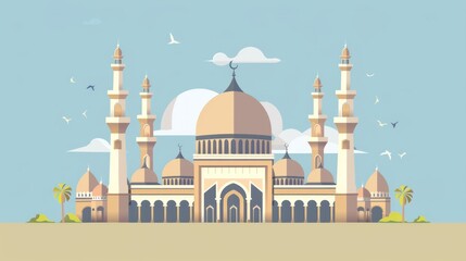 Mosque Design for Islamic Events and Eid Greetings Generative AI