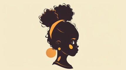African Girl Illustration in Distinctive Flat Logo Style Generative AI