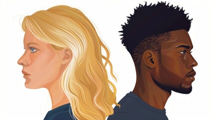Fototapeta premium Diverse Couple Portrait - Black Man, Latin Woman, and Blonde Woman Generative AI