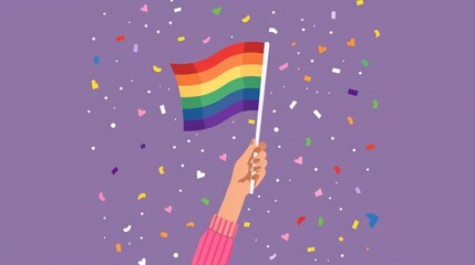 Celebrating Diversity: Hand Holding Rainbow LGBT Flag for Pride Month Generative AI