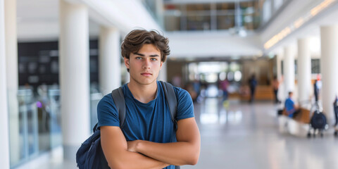 portrait of an university student at the campus young man