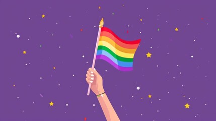 Celebrating Diversity: Hand Holding Rainbow LGBT Flag for Pride Month Generative AI