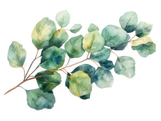 Beautiful eucalyptus watercolor illustration isolated 