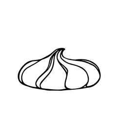 Line sketch,doodle of meringue cake.Vector graphics.