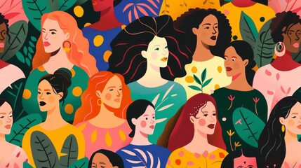 Illustration of Women Celebrating International Women's Day Generative AI
