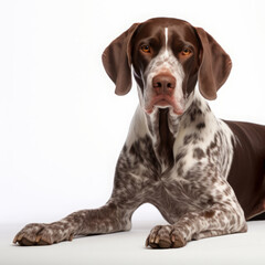 kurtzhaar on a white background. portrait of a pet, a breed of hunting dogs.