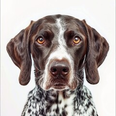 kurtzhaar on a white background. portrait of a pet, a breed of hunting dogs.