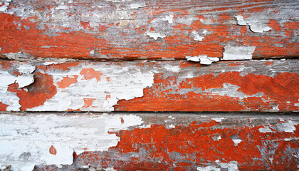 Light blue red and green weathered wooden background with cracked paint.