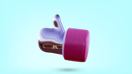 3D rendering of thumbs up sign. Hand thumb up or like sign. Vector 3d illustration