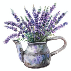 watercolor illustration of a bouquet of lavender