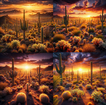 Hermosos paisajes alusivos al desierto de Sonora