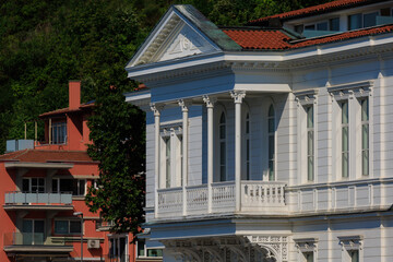Obraz premium View of buildings and houses in public places in Turkey, sunny summer day
