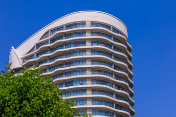 Background for design, texture modern, windows and structure on the wall of modern buildings of business centers. 