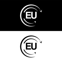 EU letter  logo minimal unique and simple logo design, EU creative modern monogram logo style