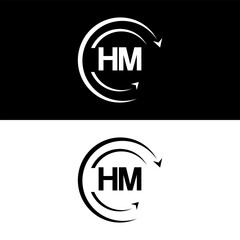 HM letter  logo minimal unique and simple logo design, HM creative modern monogram logo style
