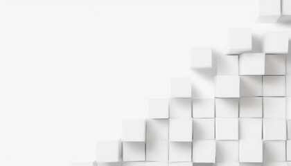 Random shifted white cube boxes block background wallpaper banner with copy space