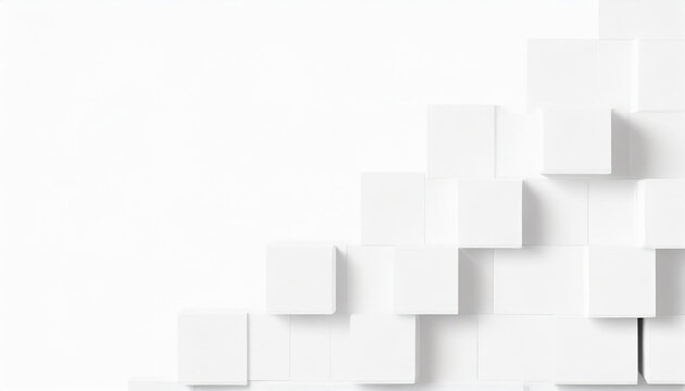 Random shifted white cube boxes block background wallpaper banner with copy space
