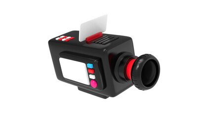 3d render movie recorder video camera for film or live cinema streaming isolated icon illustration
