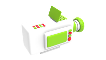 3d render movie recorder video camera for film or live cinema streaming isolated icon illustration
